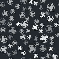 Obraz premium Grey The heart world - love icon isolated seamless pattern on black background. Vector