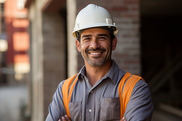 Construction worker, civil engineer with safety helmet in construction site, Construction worker checking and controlling project on building site, Contractor or architect