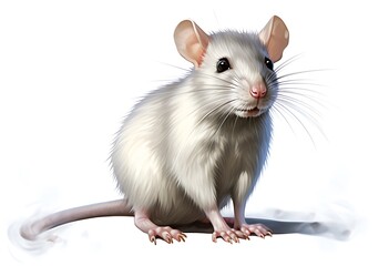 White rat isolated on white background. 3D rendering and illustration.