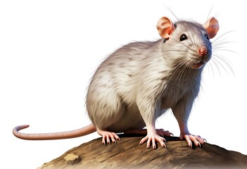 White rat on a white background. 3d rendering, 3d illustration.