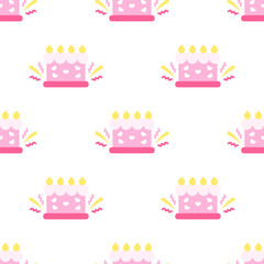 Birthday cake seamless pattern background.