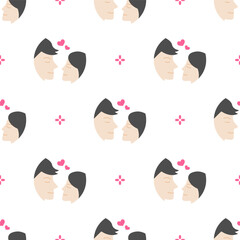 Cartoon of Couples seamless pattern background.