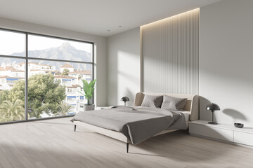 White master bedroom corner with window