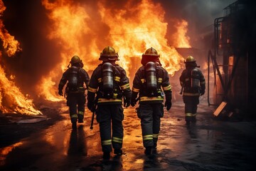 화재를 진압하는 소방관