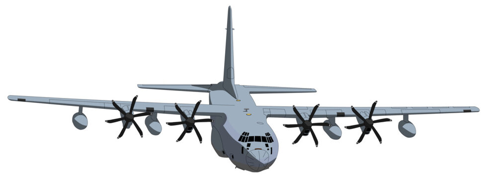 Lockheed Martin USMC C-130J Editable Vector Illustration - For Patches, Banners and Posters	
