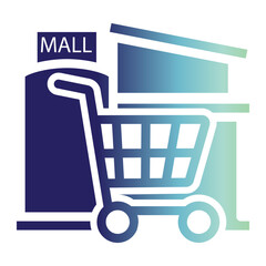 Shopping cart and Mall on gradient style
