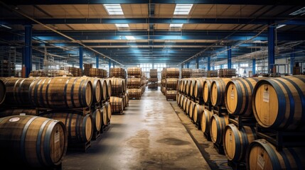 wooden beer barrel warehouse