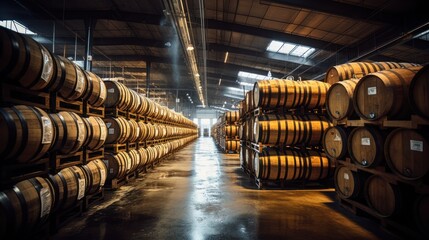 wooden beer barrel warehouse