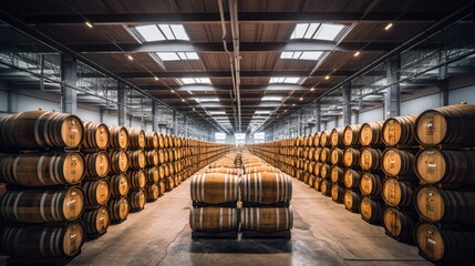 wooden beer barrel warehouse