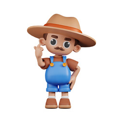 3d Character Farmer Giving Mini Love Pose. 3d render isolated on transparent backdrop.