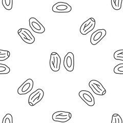 Grey line Date fruit icon isolated seamless pattern on white background. Vector