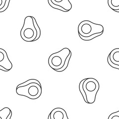 Grey line Avocado fruit icon isolated seamless pattern on white background. Vector