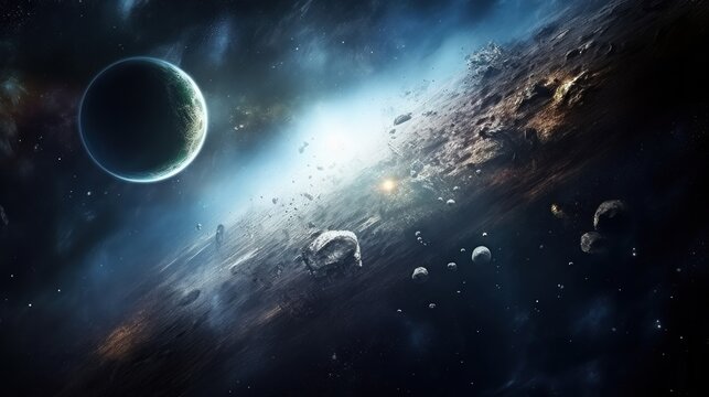Earth, galaxy, comet, asteroid, meteorite, nebula, Saturn, fantasy universe universe.