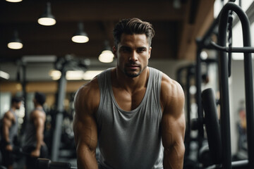Fototapeta na wymiar portrait of a man in a gym