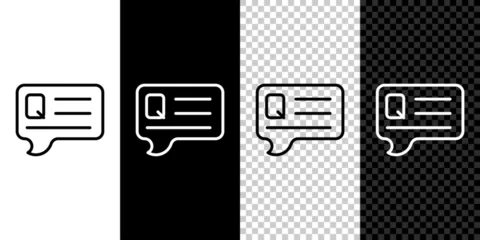 Fotobehang Set line Speech bubbles with Question icon isolated on black and white, transparent background. FAQ sign. Chat speech bubble and chart. Vector © vector_v
