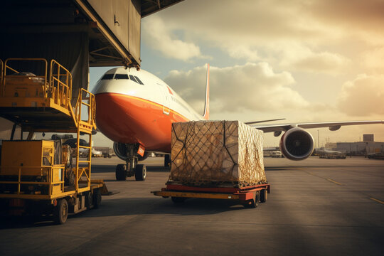 Airplane being loaded with cargo