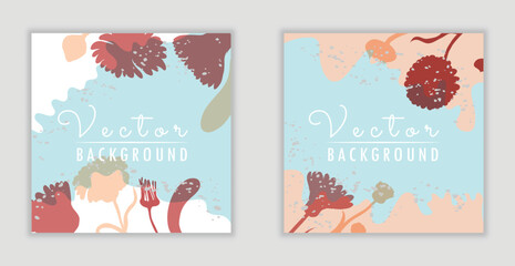 Vector minimalistic cards with plant parts