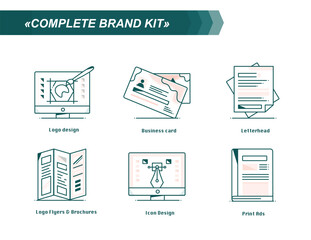 Set of. Logo design, Business card, Broucher Design, Icon Design, Print Ads, Letter head. 