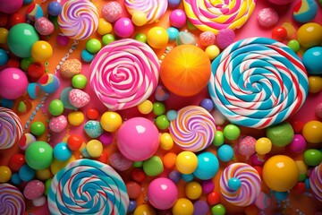 Fototapeta na wymiar Cheerful vibrant candies. Generative AI