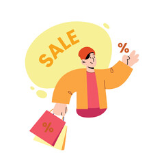 Festive Shopping Spree Vector Illustration