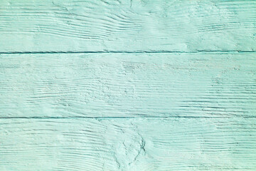 Table top background of wood rude painted with tiffany color paint boards, uniform texture...