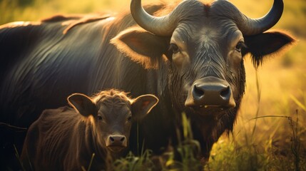 Naklejka premium Thai buffalo mother