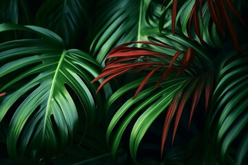 Beautiful shot of exotic tropical leaves, aesthetic look