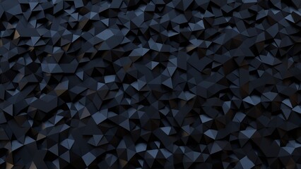 Black Abstract 3d rendering of chaotic polygonal shape. Futuristic background design.
