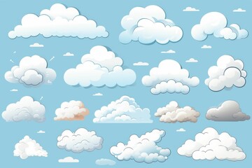 AI generated illustration of white fluffy clouds in the blue sky - obrazy, fototapety, plakaty