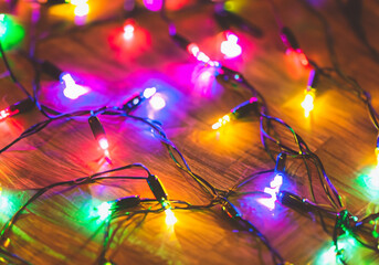 Colorful festive Christmas lights on display