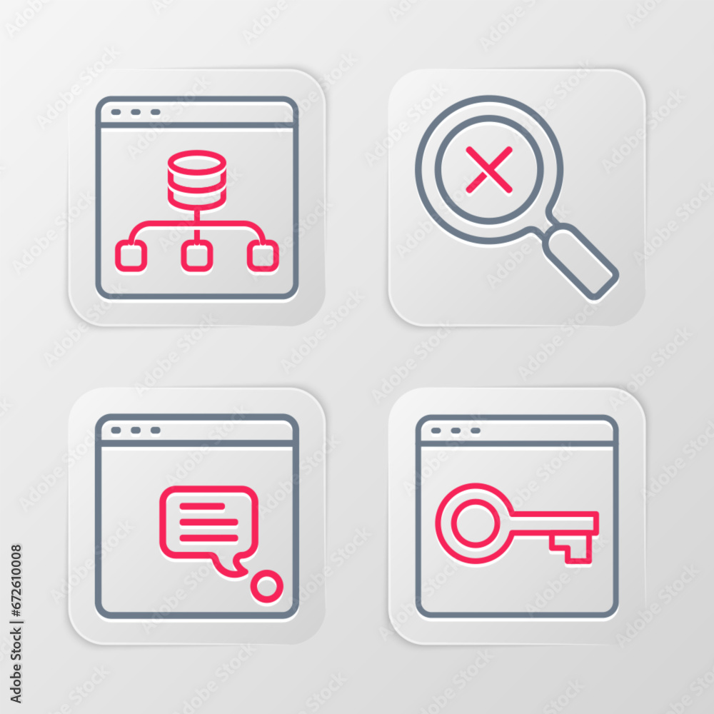 Poster set line secure your site with https, ssl, new chat messages notification, magnifying glass and dele
