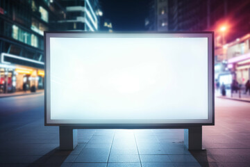 Close-up View Of Empty Billboard In Shopping Mall With Blurred Background, aesthetic look