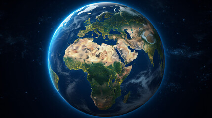 Satellite image of the planet earth and full world