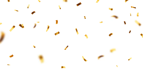 Foto op Canvas Golden confetti and zigzag ribbon falling from above streamer, tinsel vector © HNKz