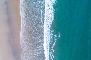 Zenithal drone view of the shore of a beach in Portugal