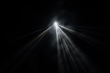Close up of light beam isolated on black background, aesthetic look