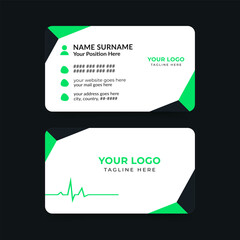 Healthcare medical doctor business card template design in front and back view.	
