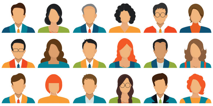 People portraits of faceless males and females.