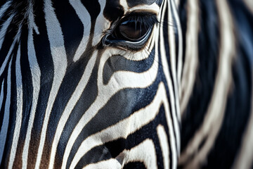 Closeup shot of a beautiful zebra, aesthetic look