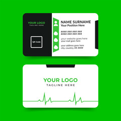 Medical healthcare doctor business card template with front and back view vector design	
