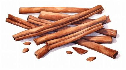 Watercolor dried cinnamon sticks - obrazy, fototapety, plakaty