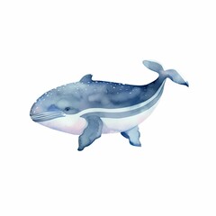Fototapeta premium AI generated illustration of an adorable whale featuring a unique blue tail on a white background