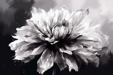 Monochrome isolated flower painting. Generative AI