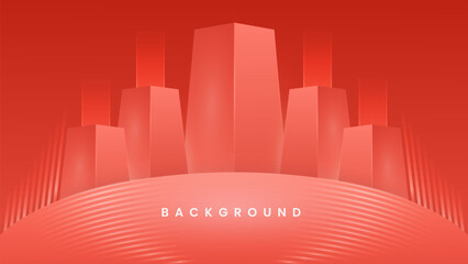 Red geometric glowing background. Squares and rectangles