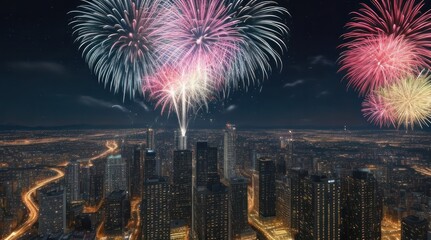 Fototapeta premium fireworks over the city