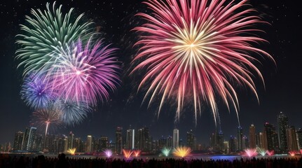 Fototapeta premium fireworks in the city