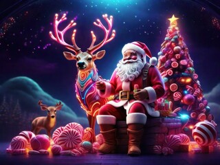 santa claus and christmas tree