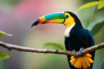 Deurstickers toucan on a branch © Sofia Saif
