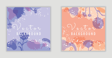 Vector minimalistic cards with plant parts