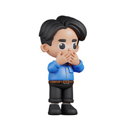 3d Character Teacher Affraid Pose. 3d render isolated on transparent backdrop.